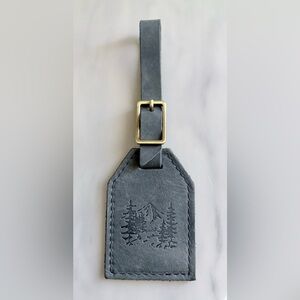 Storm Gray Leather Luggage Tag with Gold Buckle by Portland Leather Goods